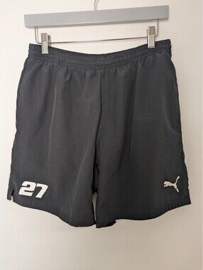 PUMA Men's Athletic Shorts Sz Large Black Soccer Training Gym Shorts Mesh Lining